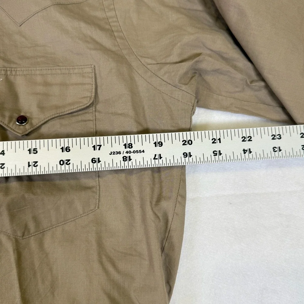 Vintage Flying Ranchwear Ruddock Tan Long Sleeve Western Pearl Snap Shirt Medium
